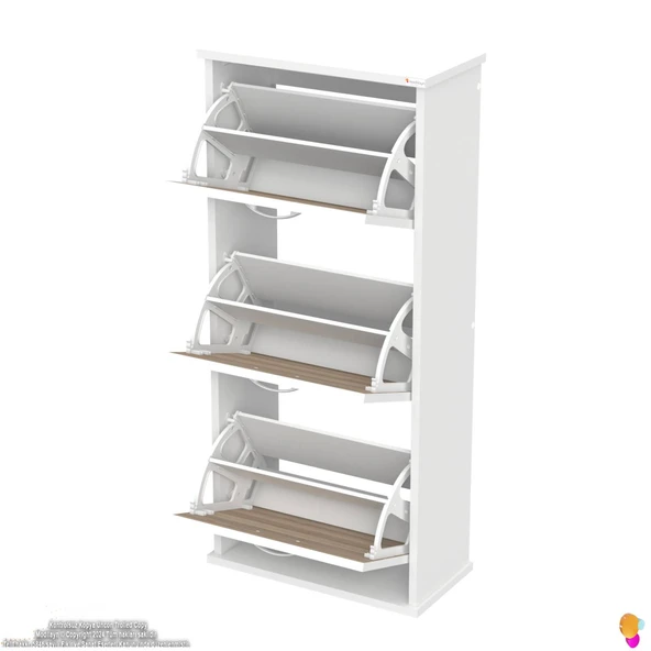 Modilayn VARBİ Asma Kapı Önü 52x 115x 26 cm’ lik 3 Düşer Kapak 6 Göz Bölmeli Ayakkabılık - Resim 7