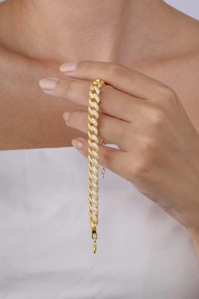 Gümüş Pazarım Altın Kaplama 925 Ayar Gümüş Gurmet Bileklik - 3