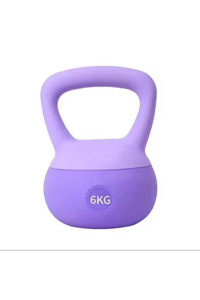 6  KG Soft Kettlebell – Yumuşak Tabanlı Metal Kumlu, Ses Yapmaz Darbeye Dayanıklı Çift El Ağırlık - Resim 2