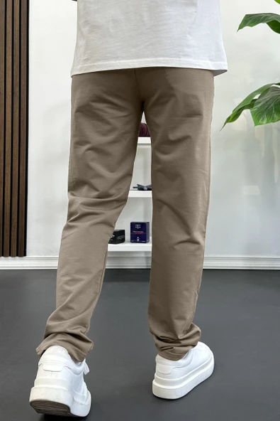 Erkek Regular Fit Düz Paça Eşofman Altı Kahverengi Edw405 - Resim 3