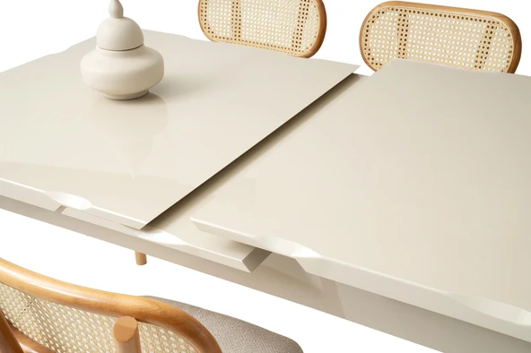 Duru Paris Mdf Lak Panel Açılır Yemek Masa Takımı 90x160 - Resim 7