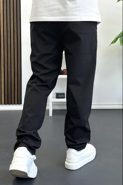 Erkek Beli Lastikli Jogger Pantolon Siyah Edw394 - Resim 4