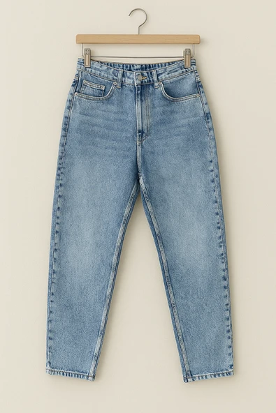 Erkek Boyfriend Geniş Kesim Kot Pantolon Açık Mavi Edw425 - Resim 3