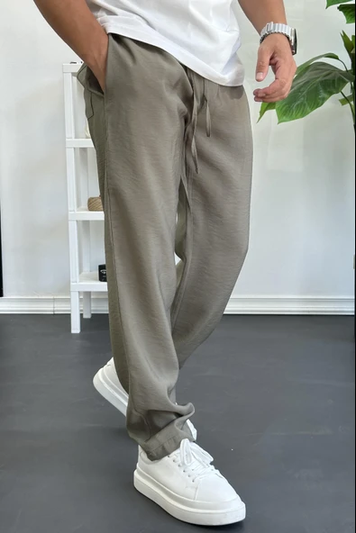 Erkek Beli Lastikli Modal Kumaş Rahat Kesim Pantolon Yeşil Edw396 ürün görseli