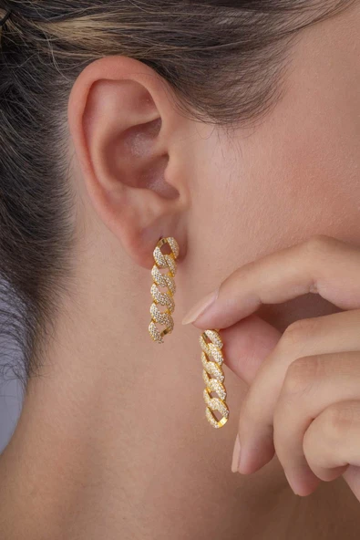 Gümüş Pazarım Altın Kaplama 925 Ayar Gümüş Gurmet Küpe - 2