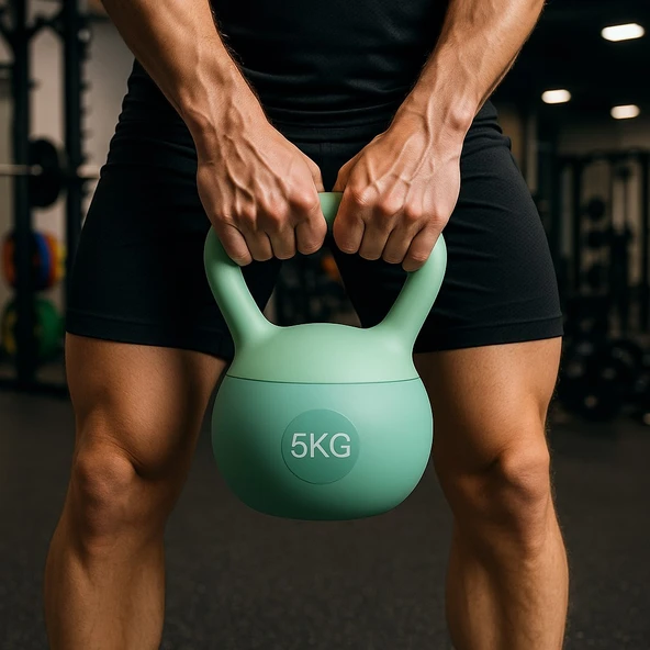 5  KG Soft Kettlebell – Yumuşak Tabanlı Metal Kumlu, Ses Yapmaz Darbeye Dayanıklı Çift El Ağırlık ürün görseli