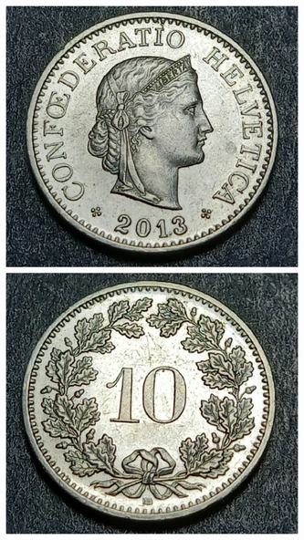 Escoines Koleksiyon 3996368ddae8457cef 2013 İsviçre 10 Rappen ÇİL eski yabancı madeni para