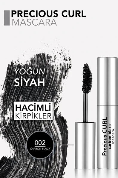 Flormar Precious Curl Yoğun Hacim & Kıvrım Veren Karbon Siyah Maskara 002 CARBON BLACK - Resim 4