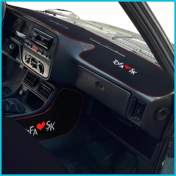 Tofaş Şahin Doğan Kartal Yüksek Torpido Koruma & Vites Konsol Yan Kaplama Halısı - Nakışlı - Resim 3