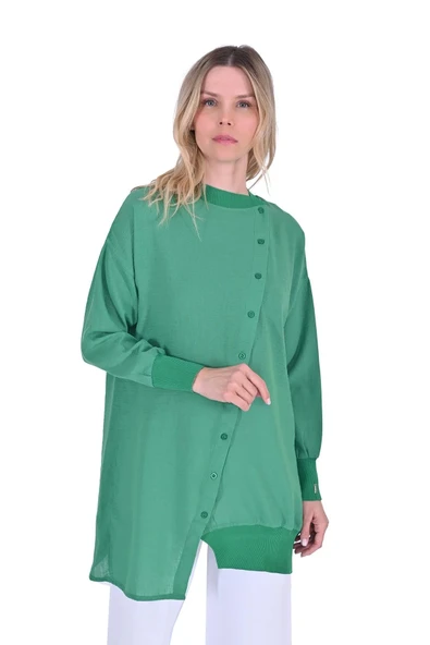 İnvee Asimetrik Kesim Tunik YEŞİL  6122 - Resim 4