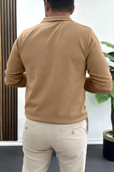 Erkek Çizgi Desenli Normal Kalıp Kazak Kahverengi Edw422 - 3