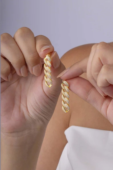 Gümüş Pazarım Altın Kaplama 925 Ayar Gümüş Gurmet Küpe