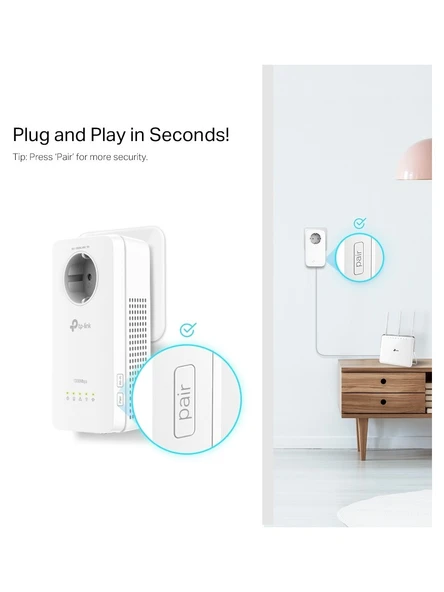 TP-Link TL-WPA8631P KIT  Powerline Adaptör  Priz Soketli AV1300 & AC1200 Mbps Hız  Dual Band Wi-Fi  Kolay Kurulum  3 Gigabit Port  MU-MIMO  Beamforming  Stabil Bağlantı Tak ve Çalıştır - Resim 7