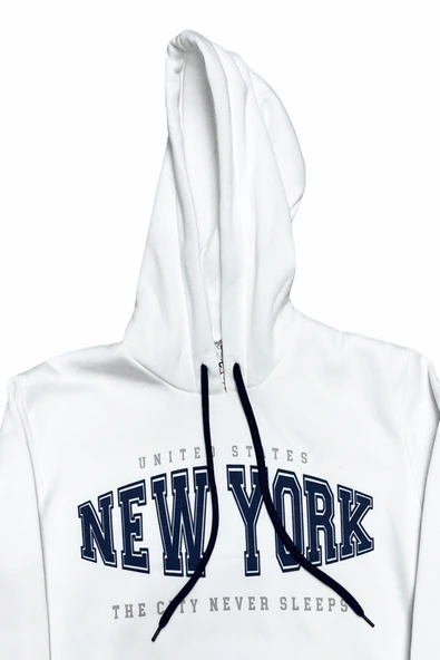 Kız Çocuk 3 İplik Kapüşonlu Kanguru Cepli Sweatshirt 12335 - Resim 3