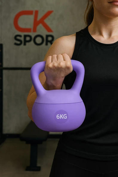 6  KG Soft Kettlebell – Yumuşak Tabanlı Metal Kumlu, Ses Yapmaz Darbeye Dayanıklı Çift El Ağırlık ürün görseli