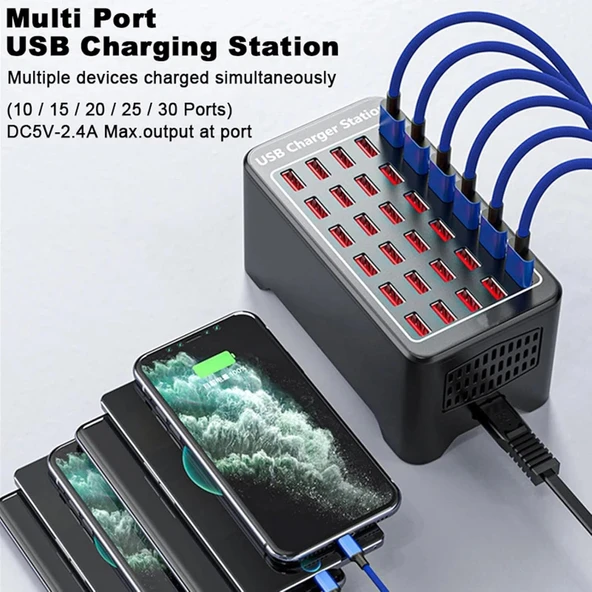 Daytona 150 Watt USB HUB 30 Portlu Ergonomik Çoklu Şarj İstasyonu - Resim 4