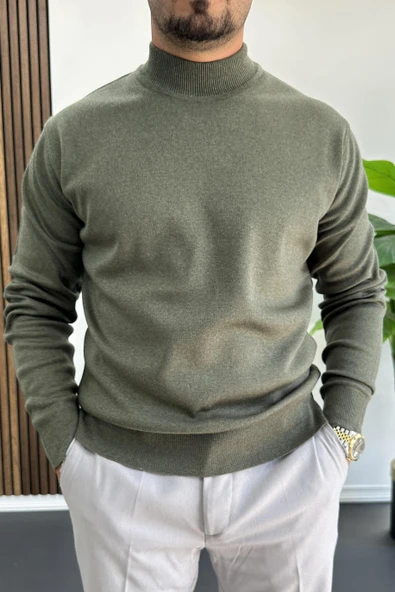 Erkek Yarım Balıkçı Normal Kalıp Kazak Yeşil Edw409 ürün görseli