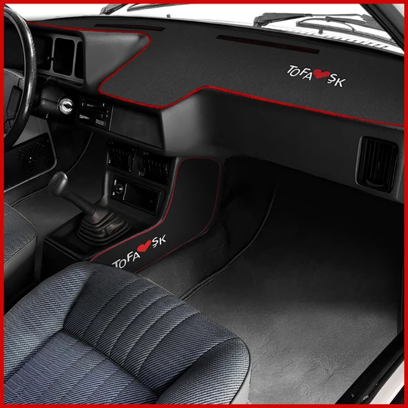 Tofaş Şahin Doğan Kartal Alçak (Düşük) Torpido Koruma & Vites Konsol Yan Kaplama Halısı - Nakışlı - Resim 2