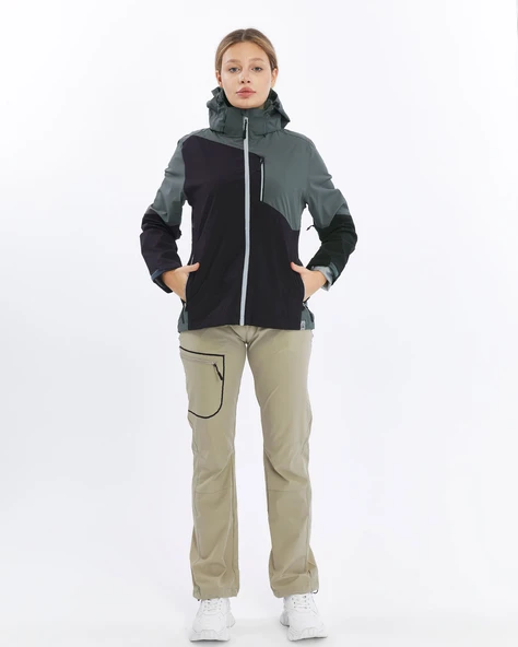 Mapamyumco Windbreaker Kadın Ceket-FÜME-SİYAH - Resim 2