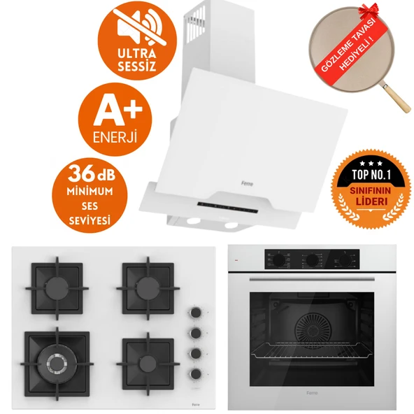 Ferre SilenArt Lorio Ultra Sessiz Beyaz  Ankastre Set / Wok ( D064-SA + SC 406-WFA  + QBL62CB ) ürün görseli 1