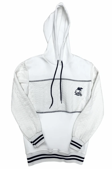 Erkek Çocuk 3 İplik Garni Örme Desenli Kapüşonlu Sweatshirt 12334 ürün görseli 1