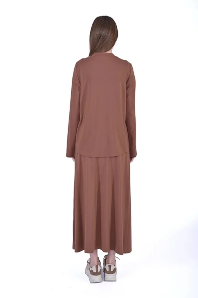 invee etekli cep detayli takim kahve  7023 - Resim 2