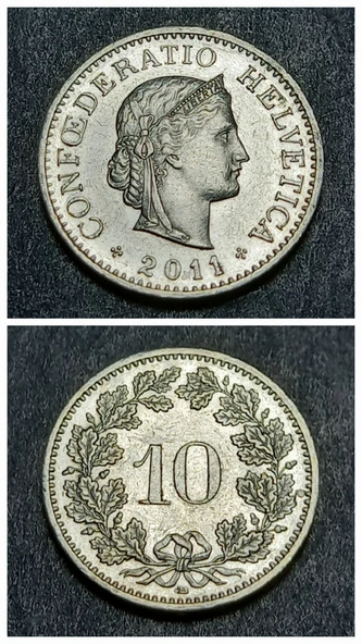 Escoines Koleksiyon 3996368ddadae51694 2011 İsviçre 10 Rappen ÇİL eski yabancı madeni para ürün görseli 1