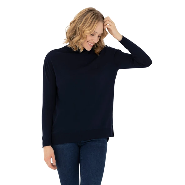 Kadın Lacivert Basic Kazak 1629797 - 3