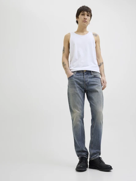 JACK JONES Mıke Rahat Kesim Dar Paça Erkek Kot Pantolon 12269527 - Resim 4