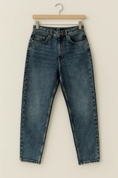 Erkek Boyfriend Geniş Kesim Kot Pantolon Lacivert Edw425 - Resim 3