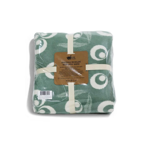 Bigghome Çintemani Yeşil Tek Kişilik Battaniye 150 x 200 cm - 6