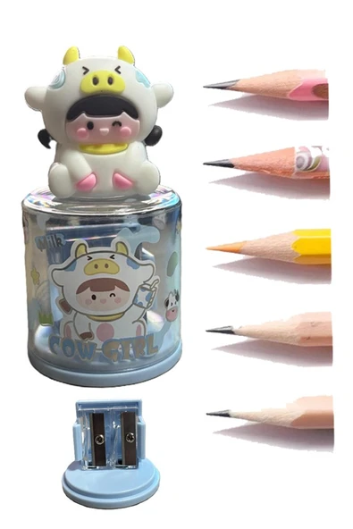 Mini Figürlü Sevimli 2 li Kalem Traş 2 Adet Hazneli Kalemtıraş Çift Bıçaklı Kalem Açacağı Figürlü NO1 Jumbo ve Standart - 2