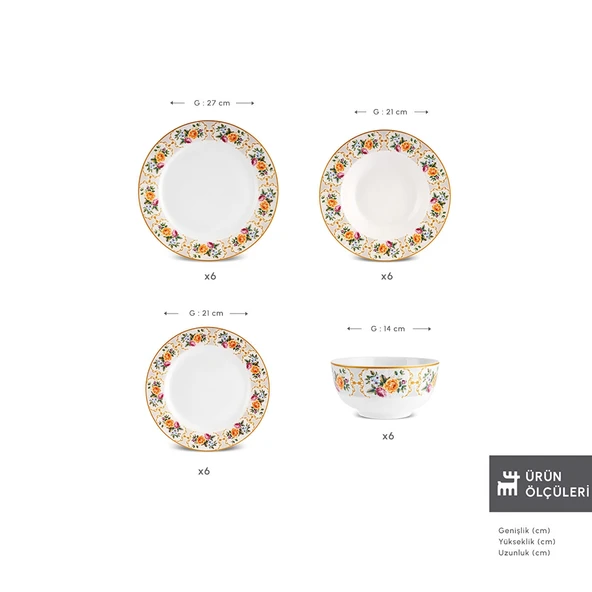 Karaca Forever Bone Viyan 24 Parça 6 Kişilik Yemek Takımı - Resim 2