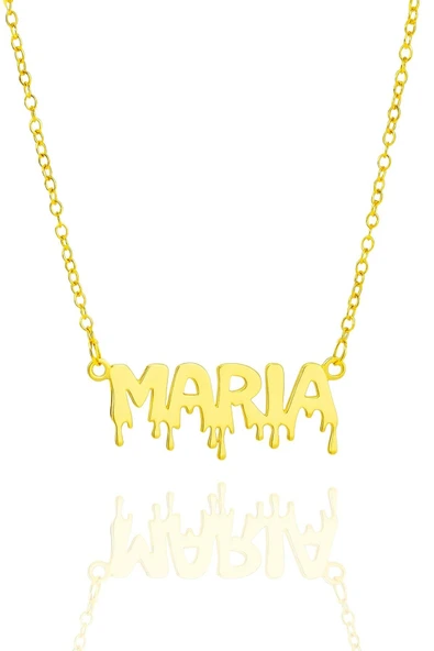 Yeni Yıl Halloween Damlayan Yazı Stili 925 Ayar İsimli Gümüş Kolye - Resim 3