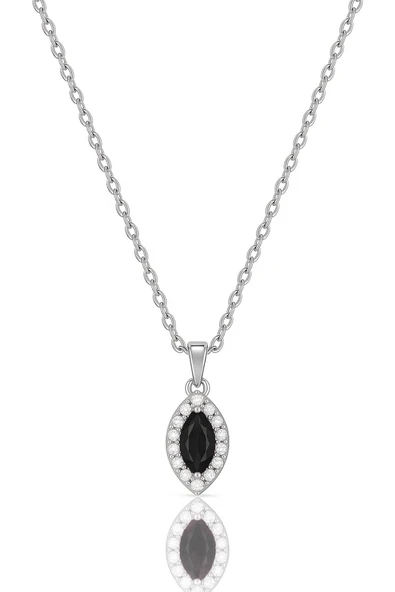 Minera Serisi 925 Ayar Gümüş Pırlanta Modeli Zirkon Taşlı Mekik Kolye - 6