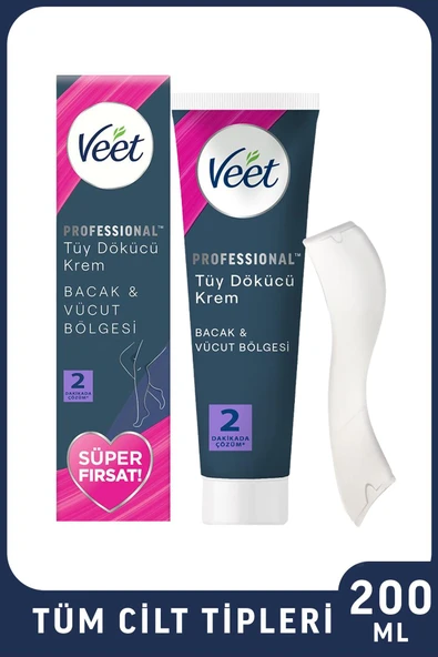 Veet Professional Tüy Dökücü Krem Tüm Cilt Tipleri İçin 200 ml ürün görseli