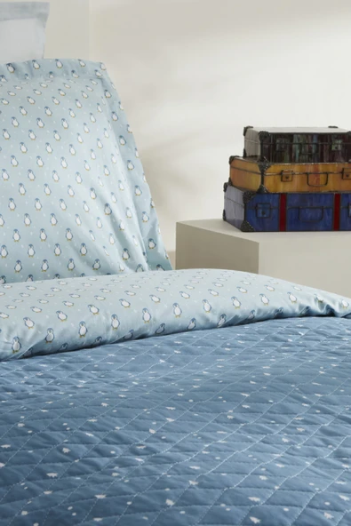 Young Penguin Tek Kişilik Kapitoneli Nevresim Takımı - Resim 6