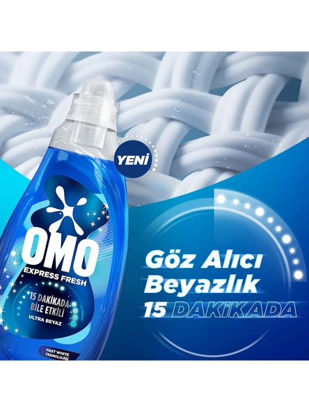 Omo Express Fresh Ultra Beyaz Sıvı Çamaşır Deterjanı 1480 Ml x 6 Adet - Resim 4