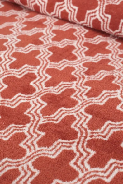 Benita Terracotta Çift Kişilik Pamuk Battaniye - Resim 2