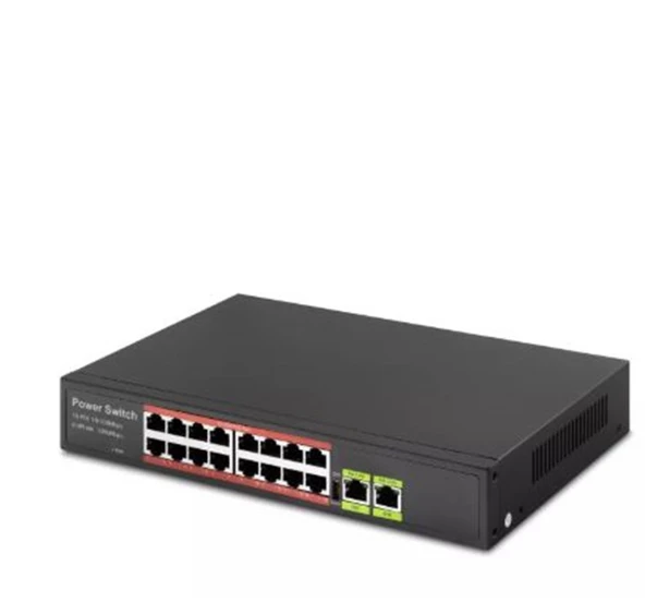 HADRON HD16 POE SWITCH 2UPLINK 16+2 10-100-1000 MBPS 16PORT ürün görseli