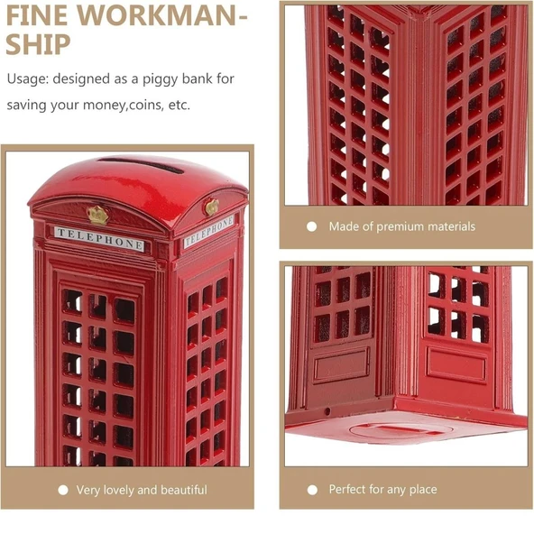 Telefon Kulübesi Metal Kumbara İngiltere Londra 18cm - Resim 4