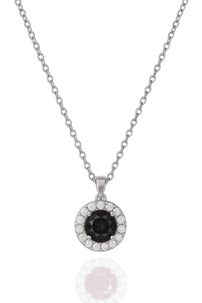 Minera Serisi 925 Ayar Gümüş Pırlanta Modeli Zirkon Taşlı Yuvarlak Kolye - Resim 6