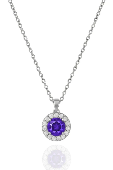 Minera Serisi 925 Ayar Gümüş Pırlanta Modeli Zirkon Taşlı Yuvarlak Kolye - Resim 5