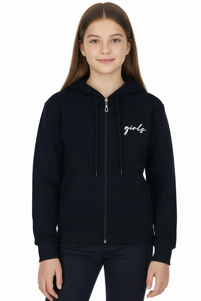 Kız Çocuk Hırka Girls Baskılı Kışlık Şordonlu ürün görseli