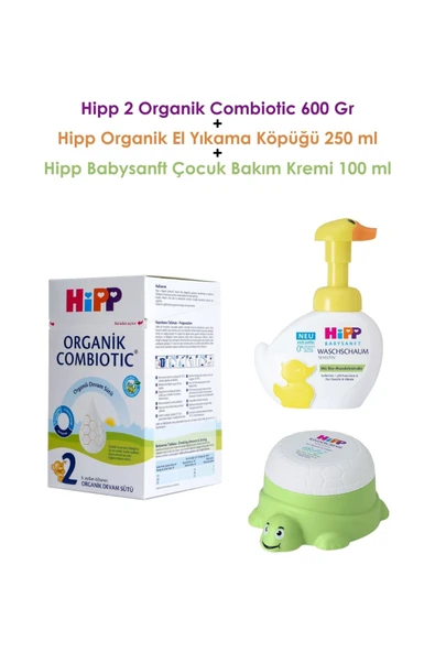 2 Organik Combiotic 600 gr (Hipp El Yıkama Köpüğü 250 ml + Çocuk Bakım Kremi 100 ml) ürün görseli 1