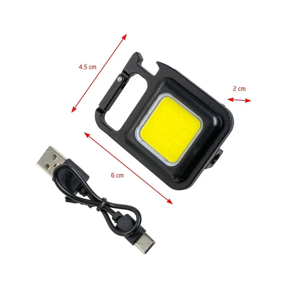 Mini Led El Feneri Anahtarlık Tipi Mıknatıslı Taşınabilir Kamp Lambası Şişe Açacağı 350 Lümen 2 Watt - Resim 2