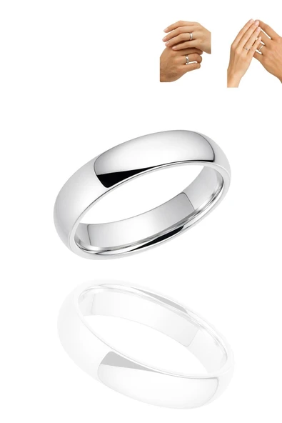 6 Mm Sade Bombeli Gümüş Alyans Söz Nişan Yüzüğü 925 Ayar Yüzük 1 Adet ürün görseli