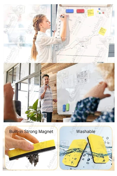 Mıknatıslı Yazı Tahta Silgisi Eva 4 Adet Beyaz Yazı Tahtası Silgisi Manyetik Kaliteli Keçe Uçlu Eva Okul Sınıf Ofis Kuru - 4