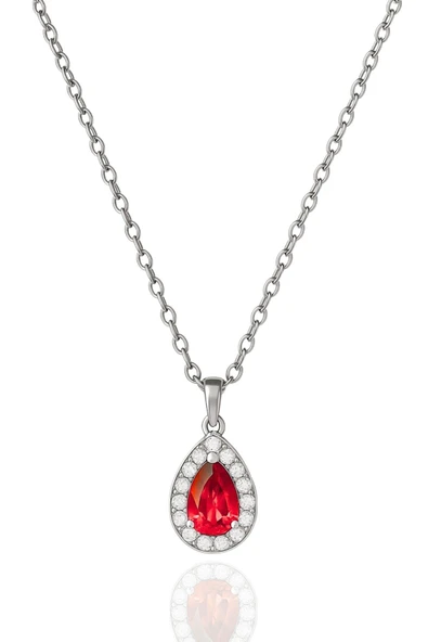 Minera Serisi 925 Ayar Gümüş Pırlanta Modeli Zirkon Taşlı Damla Kolye - Resim 6