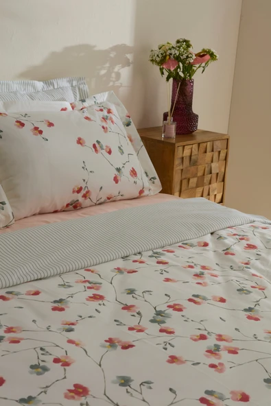 Lilian %100 Pamuk 120 Tel Çift Kişilik Saten Nevresim Takımı - Resim 4